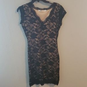 Black and nude lace dress
